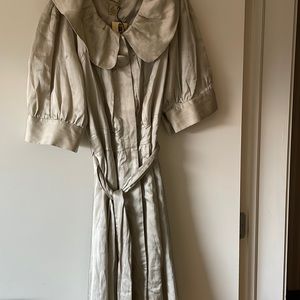 Anthropologie Elevenses Silk Coat Dress Taupe